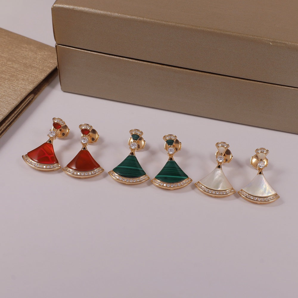 Swinging fan-shaped skirt earrings/B-071