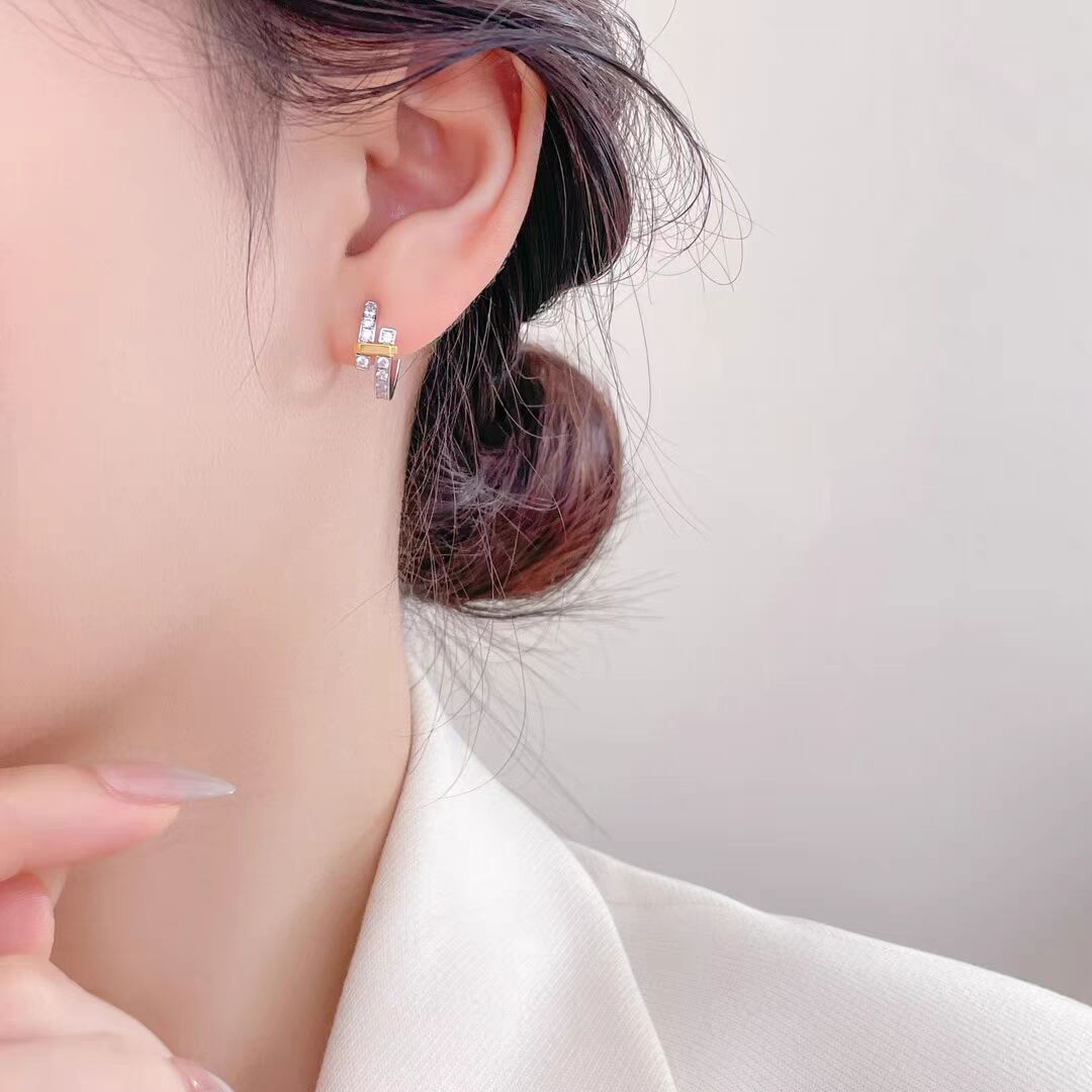 Cross wrap color separated earrings/B-065