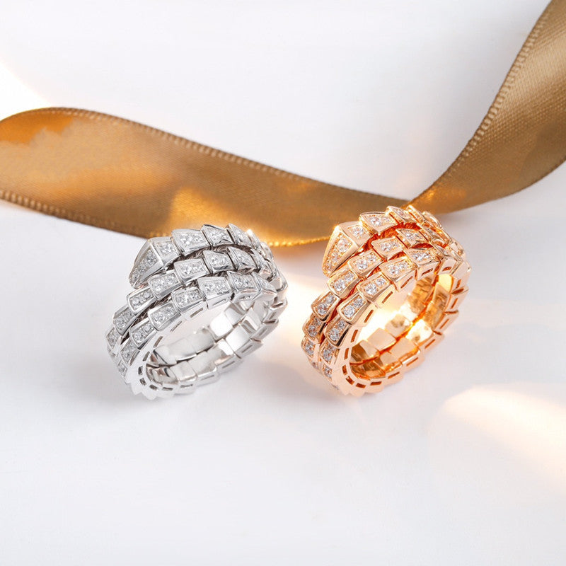 Spring full diamond snake bone ring/JZ-070