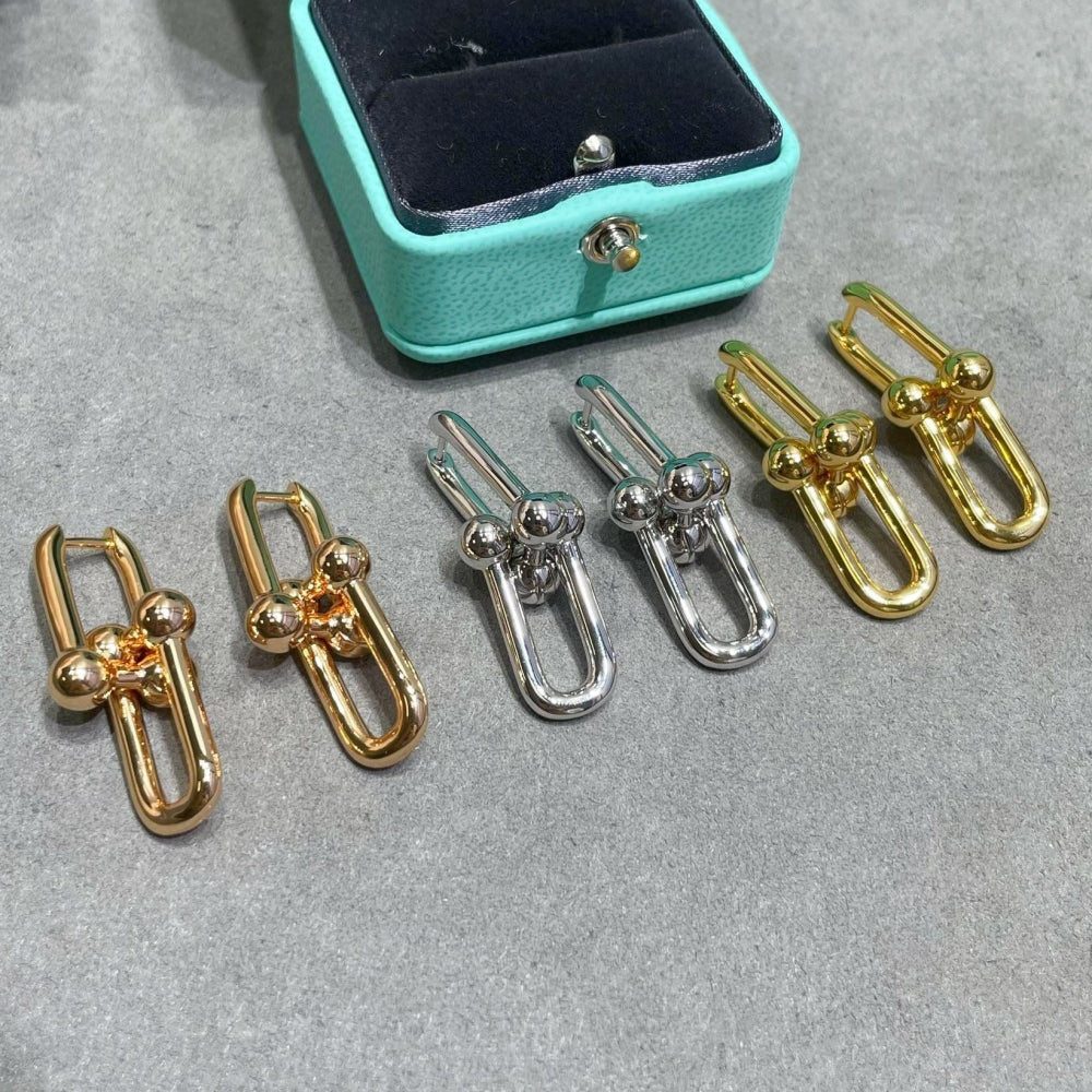 Double U-shaped horseshoe earrings/B-062