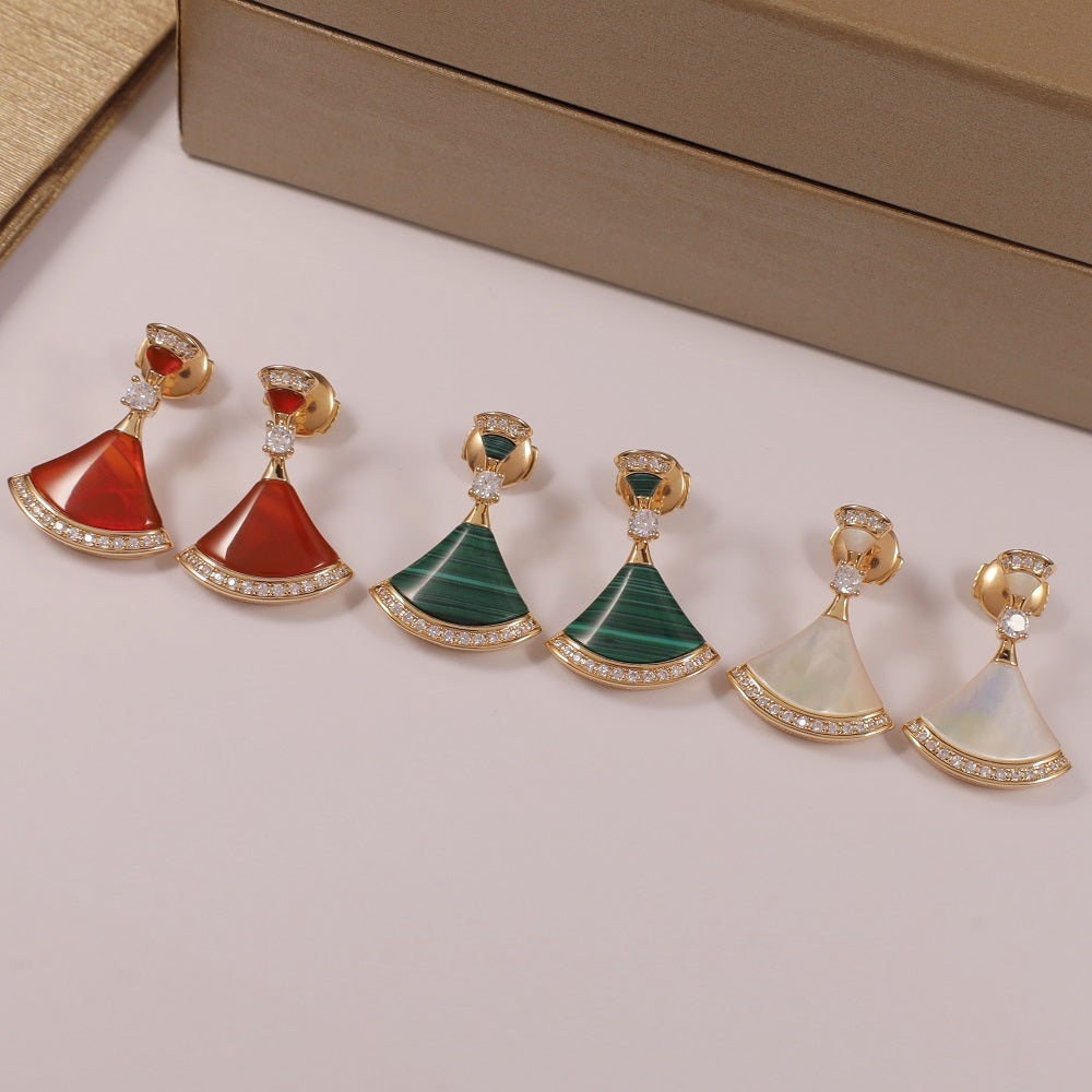 Swinging fan-shaped skirt earrings/B-071