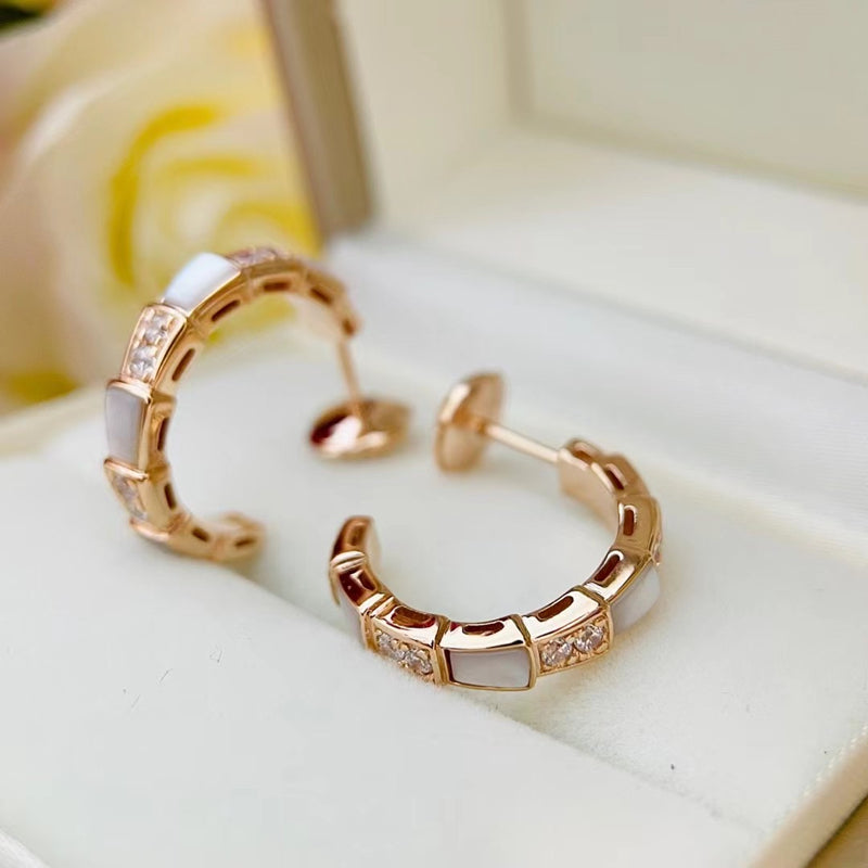 White Shell Snake Earrings/B-005