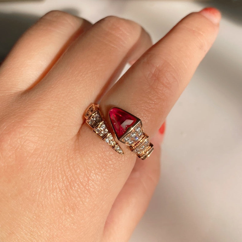 Spring snake bone full diamond ring/JZ-072