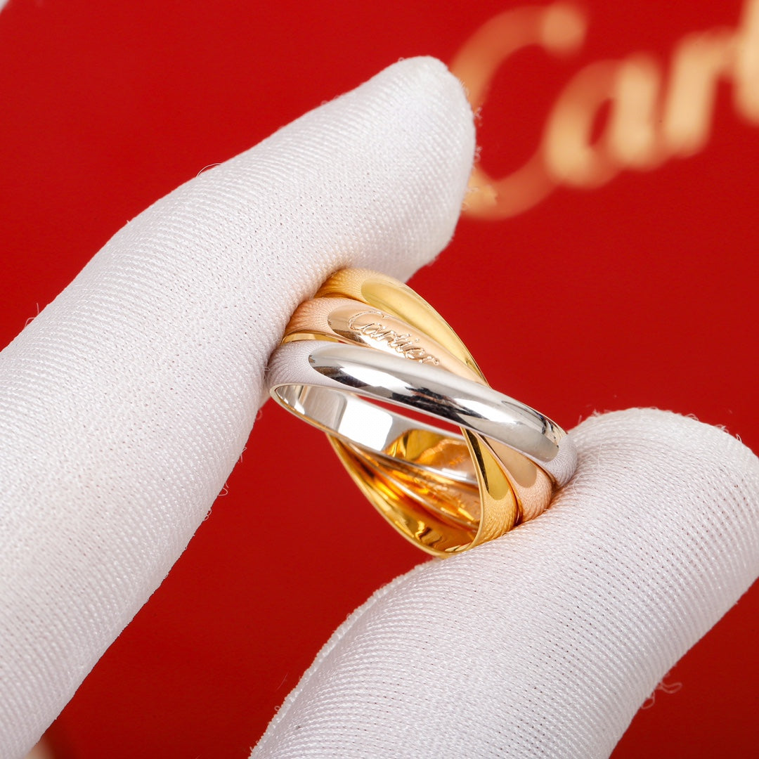 Three ring tricolor interwoven ring/JZ-085