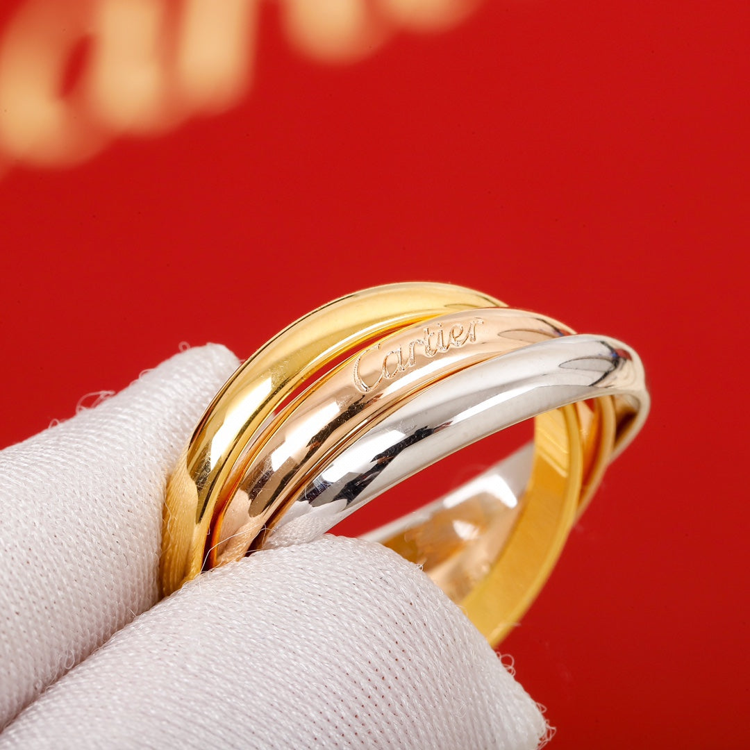 Three ring tricolor interwoven ring/JZ-085