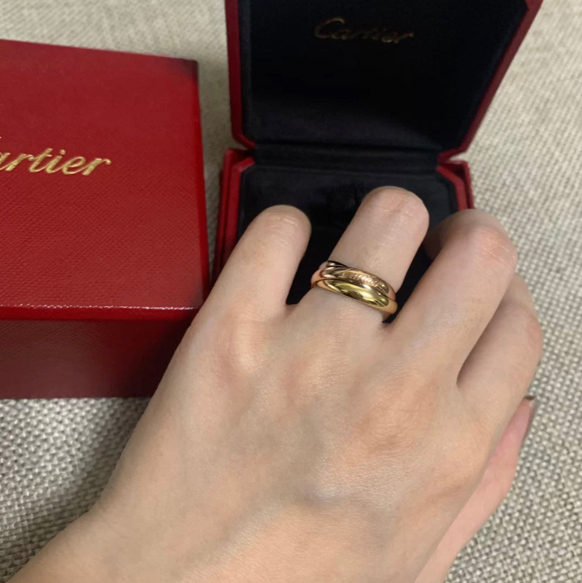 Three ring tricolor interwoven ring/JZ-085