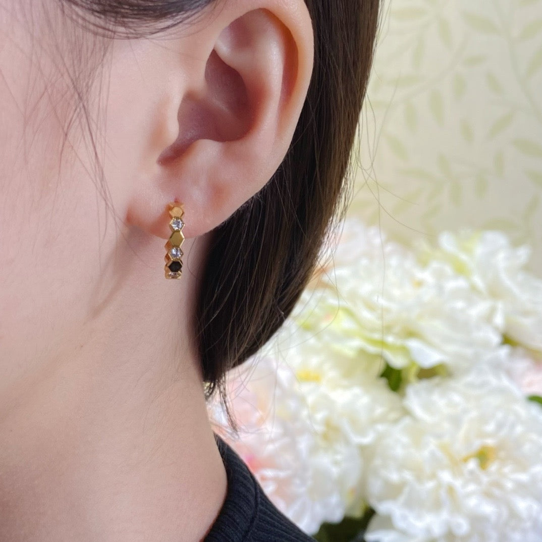 Hexagonal diamond grid earrings/B-091