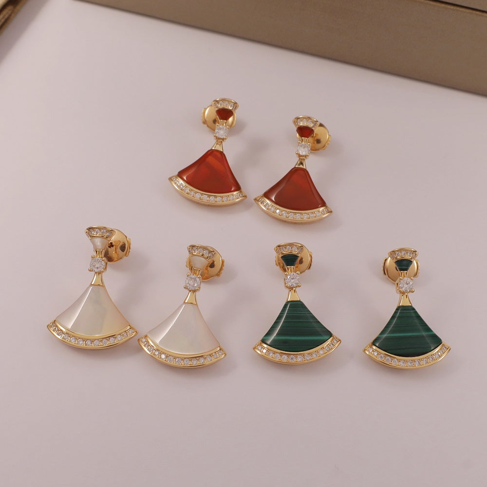 Swinging fan-shaped skirt earrings/B-071
