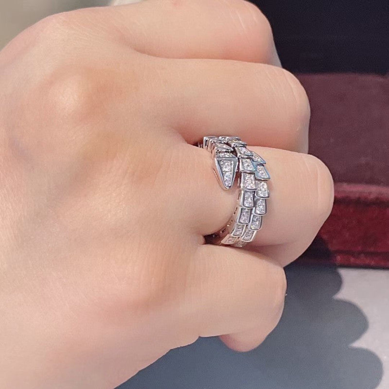 Spring full diamond snake bone ring/JZ-070