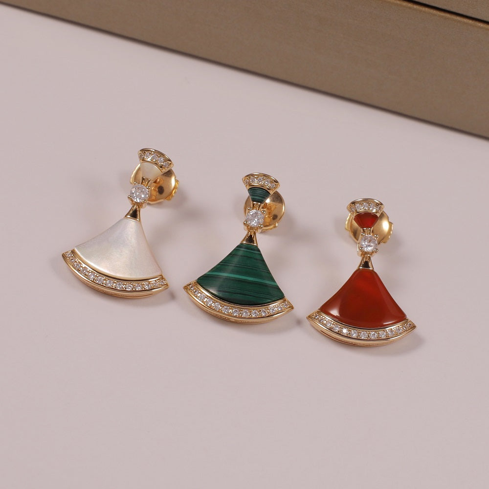 Swinging fan-shaped skirt earrings/B-071