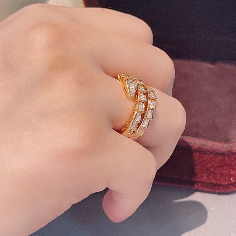 Spring full diamond snake bone ring/JZ-070