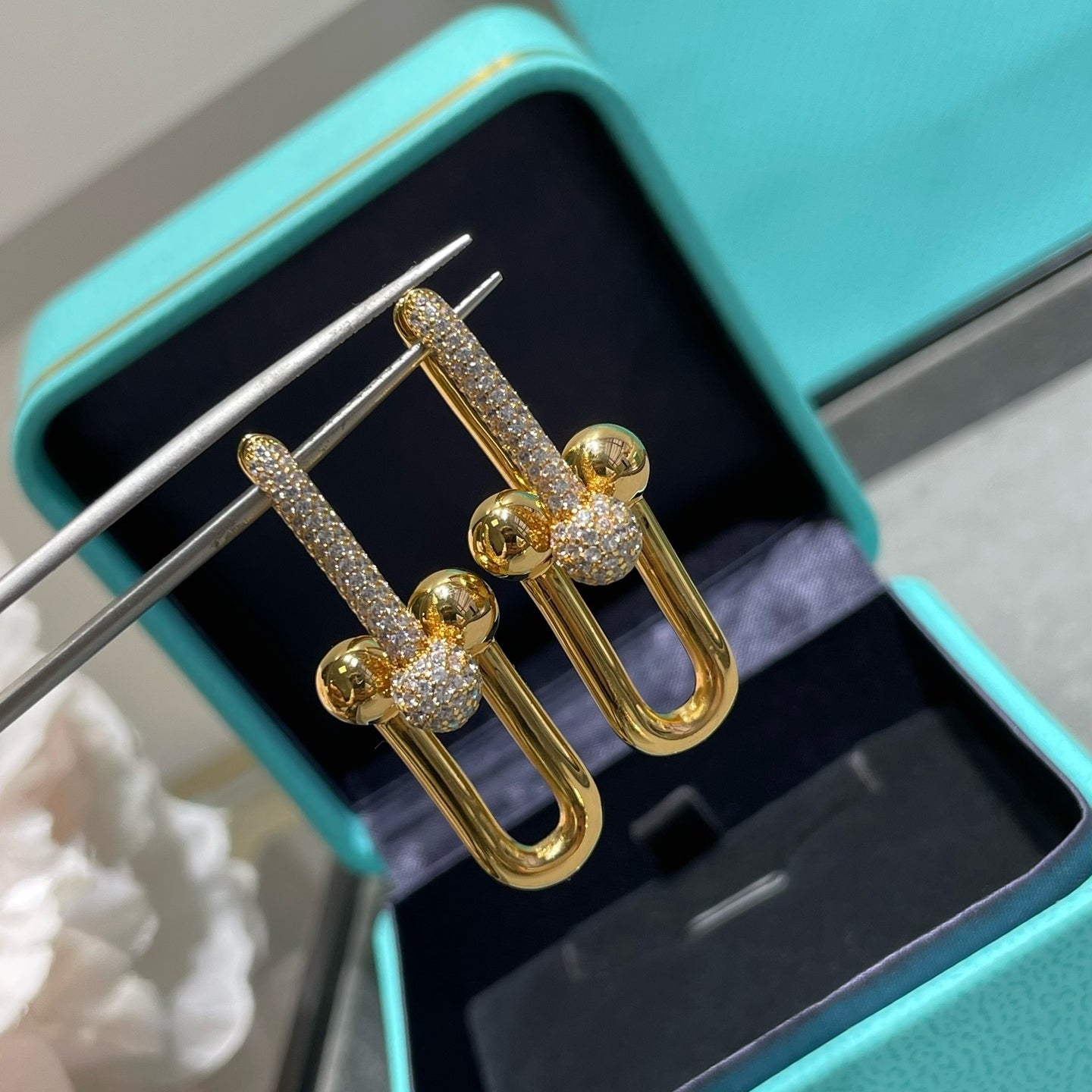 Double U-shaped horseshoe earrings/B-068
