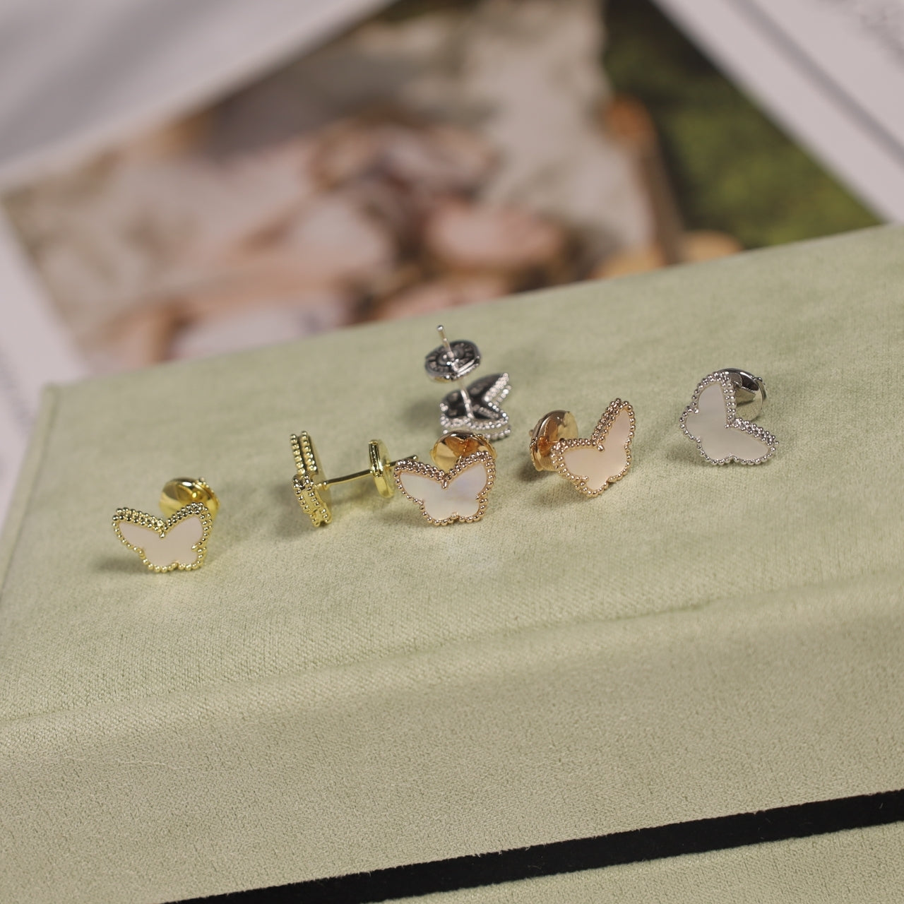 White Fritillaria Butterfly Earnail/B-044