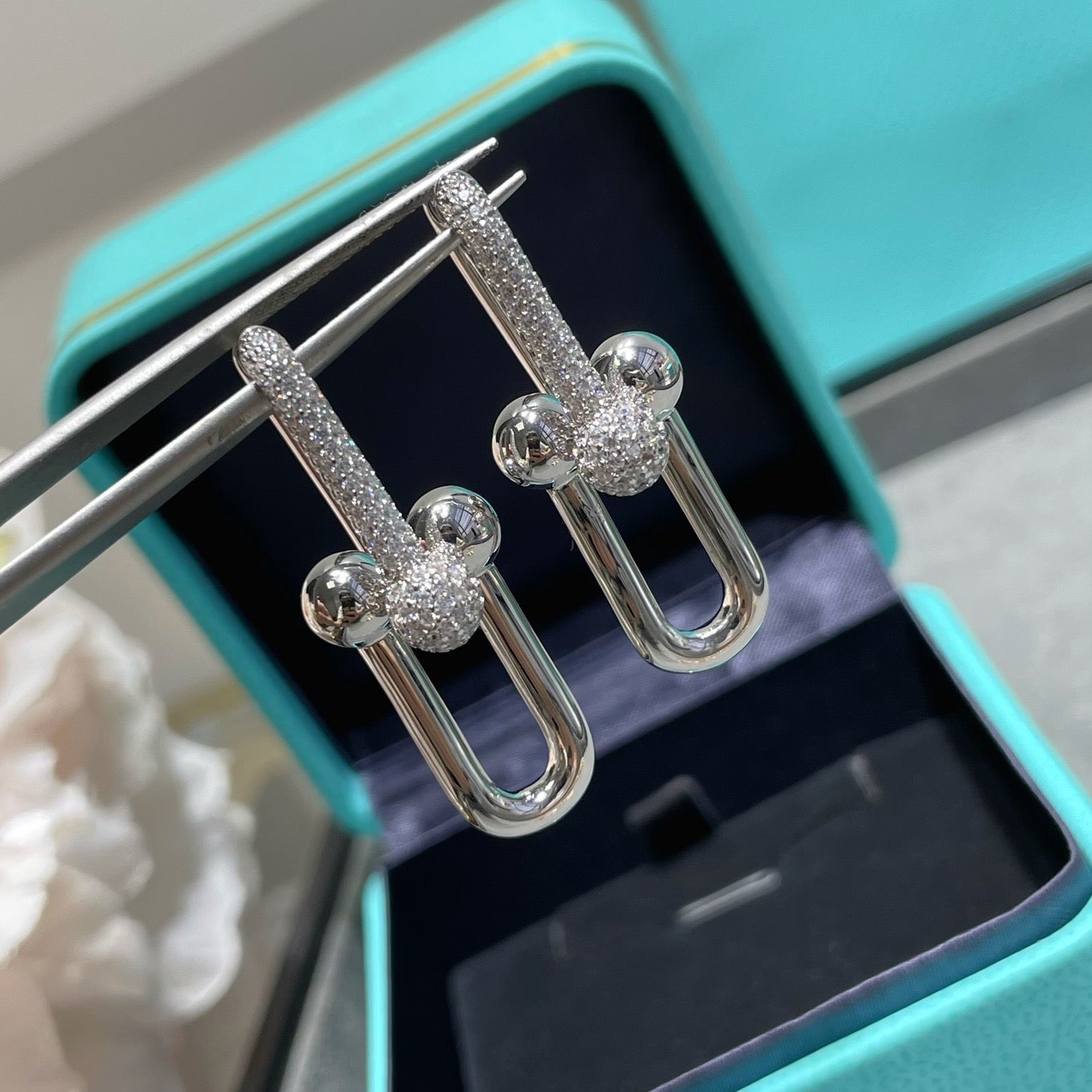 Double U-shaped horseshoe earrings/B-068