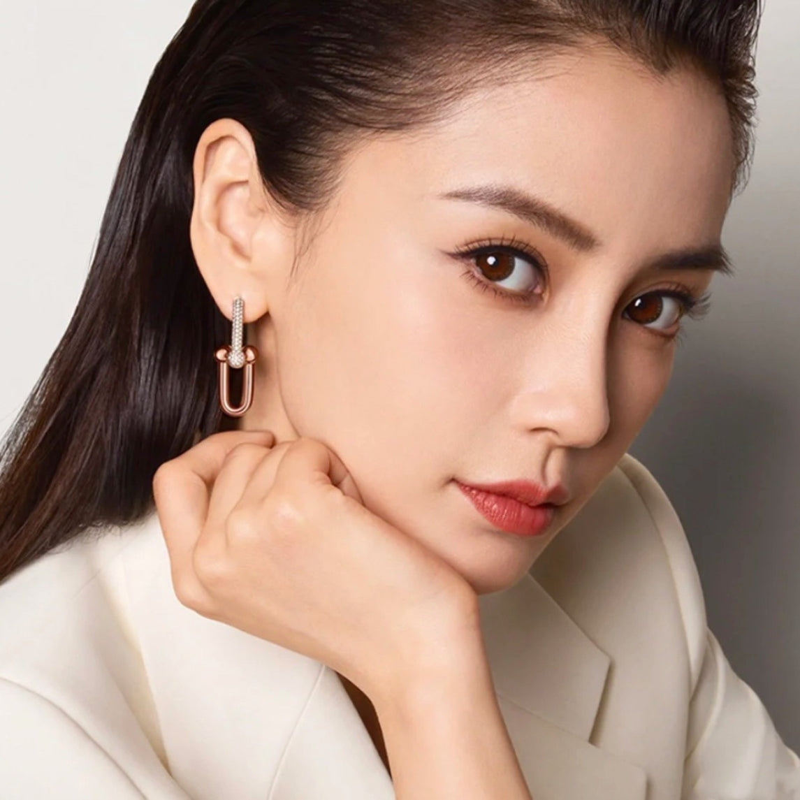 Double U-shaped horseshoe earrings/B-068