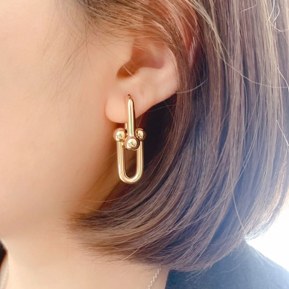Double U-shaped horseshoe earrings/B-062