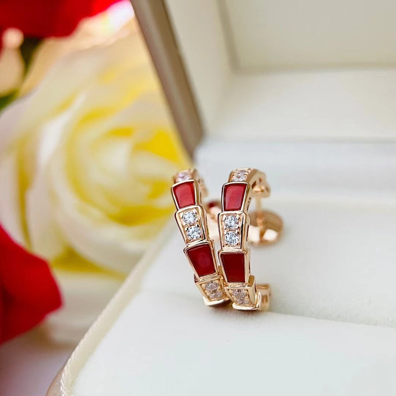 Carnelian Snake Bone Earrings/B-006
