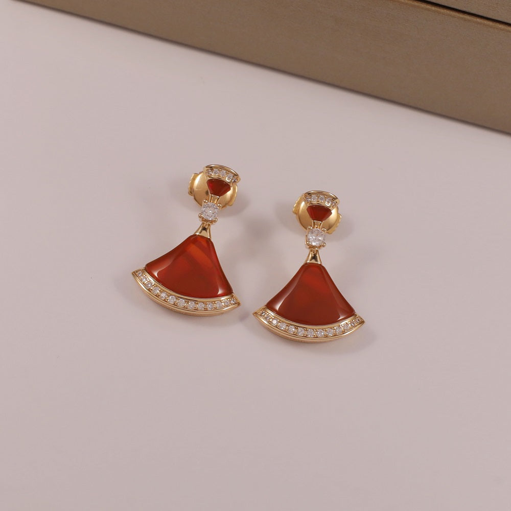 Swinging fan-shaped skirt earrings/B-071