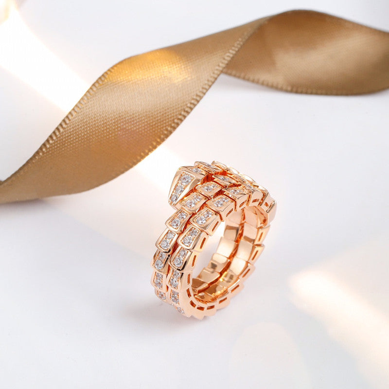 Spring full diamond snake bone ring/JZ-070