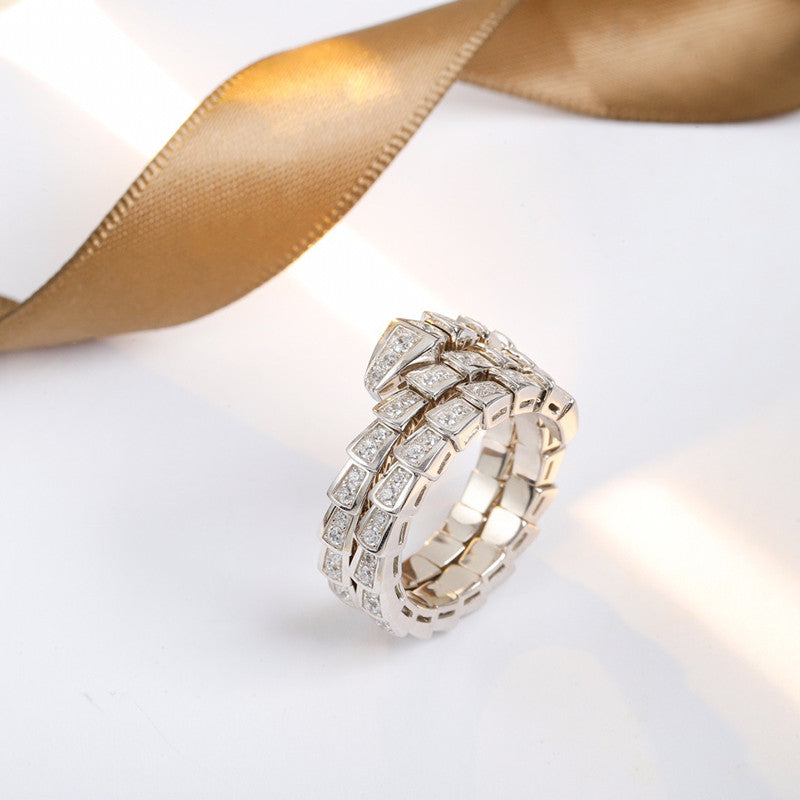 Spring full diamond snake bone ring/JZ-070