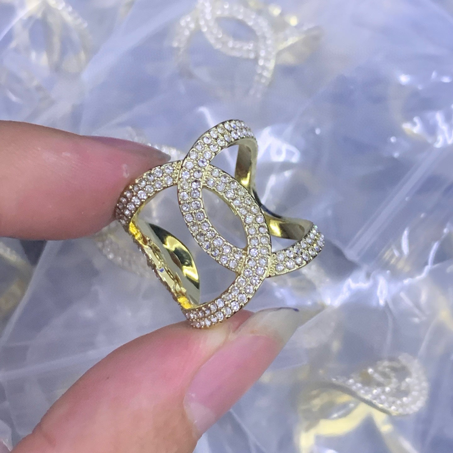 Fashion open double C ring - J1005